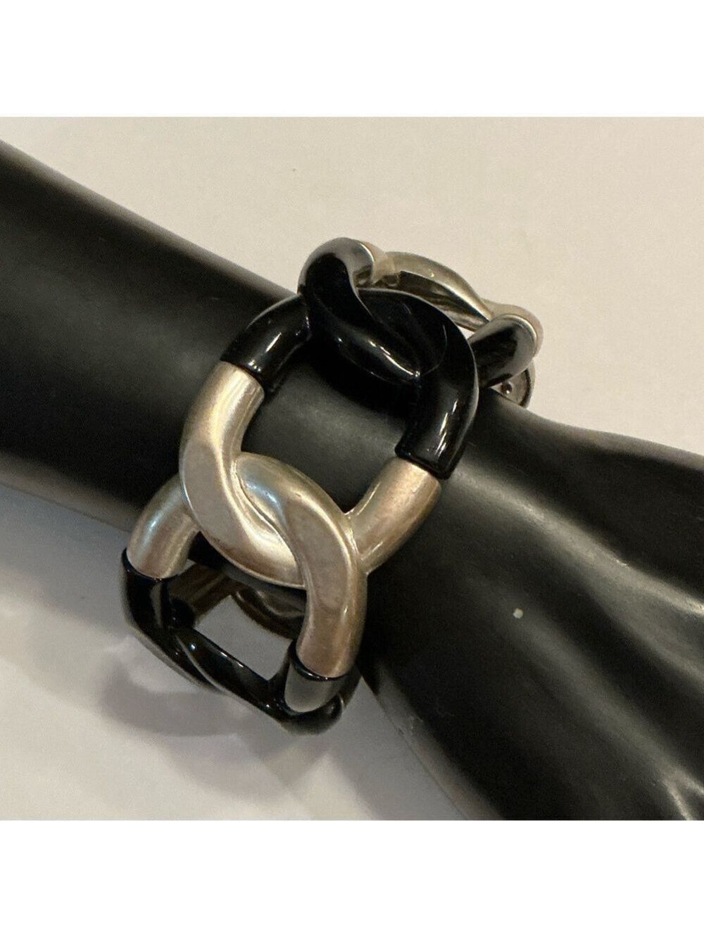 Vintage Black and Silver Link Bracelet